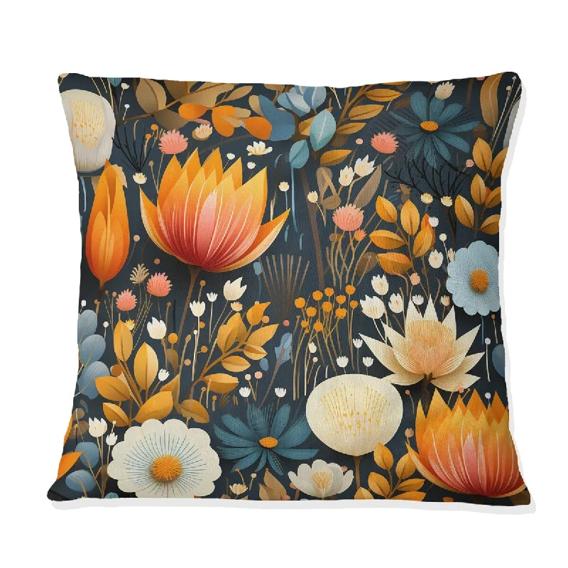 Designart "Mod Botanicals" Midcentury Printed Throw Pillow