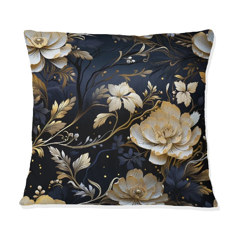 Designart "Moonlit Whispers Moody Patterns" Damask Printed Throw Pillow