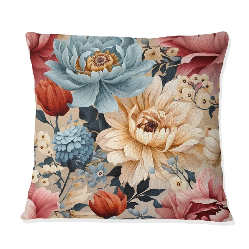 Designart "Mulitcolor Bohemian Rhapsody Floral Pattern VI" Floral Printed Throw Pillow