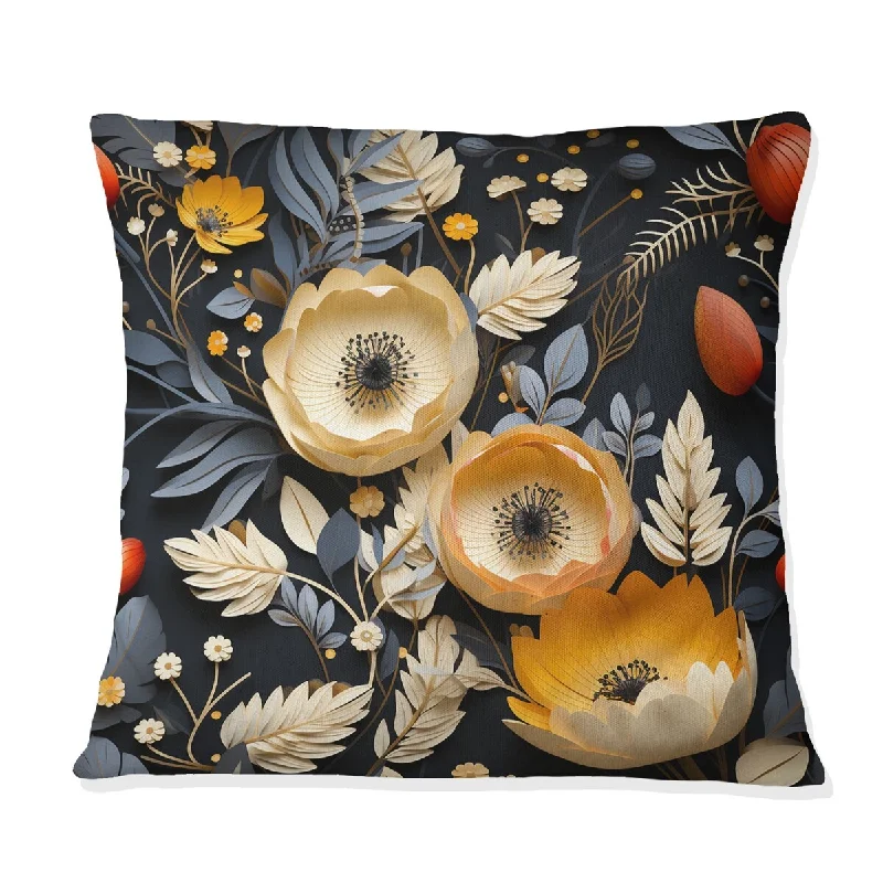 Designart "Multicolor Contemporary Fusion Floral Pattern I" Floral Printed Throw Pillow