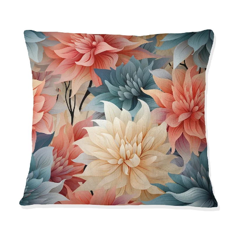 Designart "Multicolor Floral Geometric Harmony" Floral Printed Throw Pillow