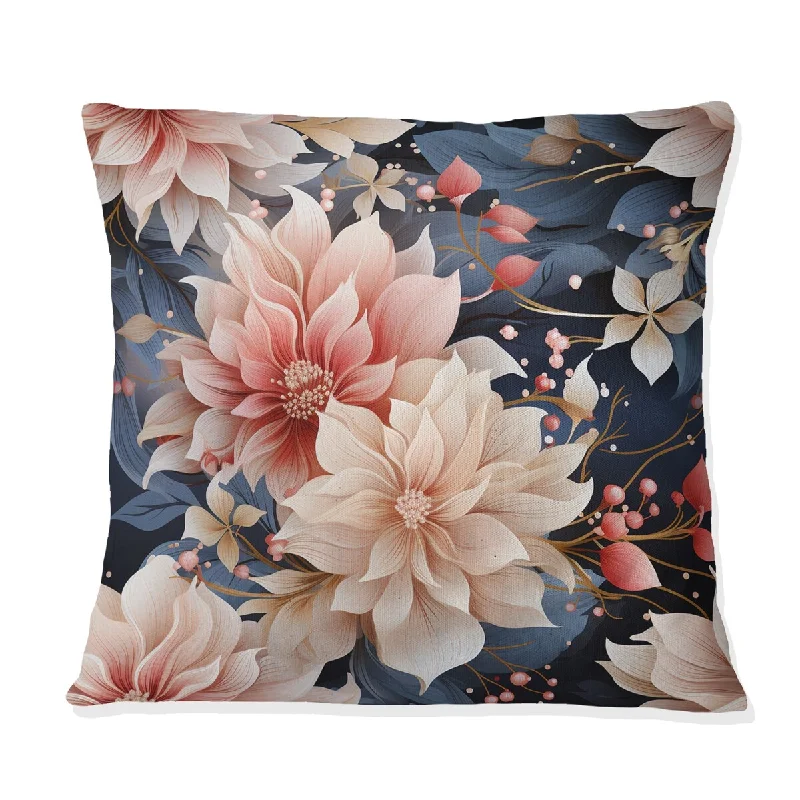 Designart "Mystic Aura Pink And Beige Floral Delight" Floral Printed Throw Pillow