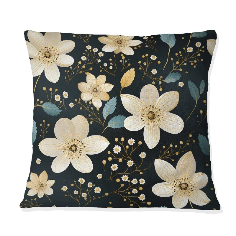 Designart "Mystic Beige And Teal Splendor Gardens" Floral Printed Throw Pillow