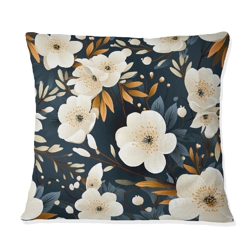 Designart "Mystic Ivory Reverie Blooms Perfection" Floral Printed Throw Pillow