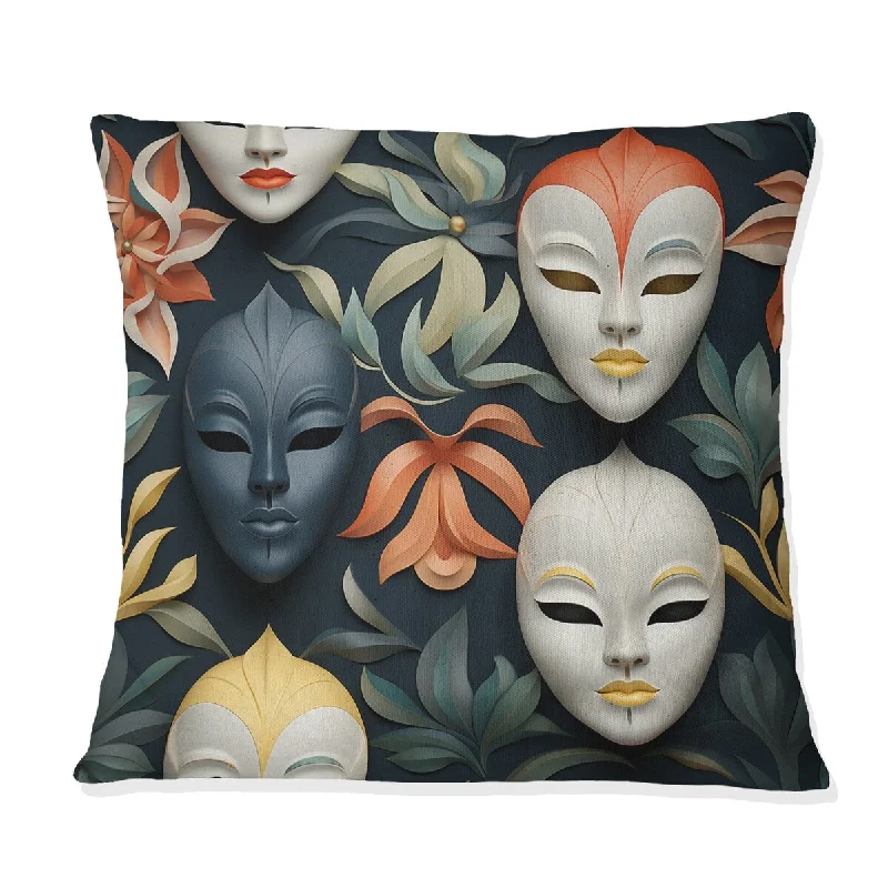 Designart "Noh Theater Mask" Abstract Printed Throw Pillow