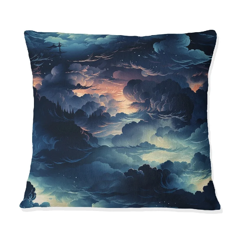 Designart "Noir Skies Moody Patterns" Abstract Printed Throw Pillow