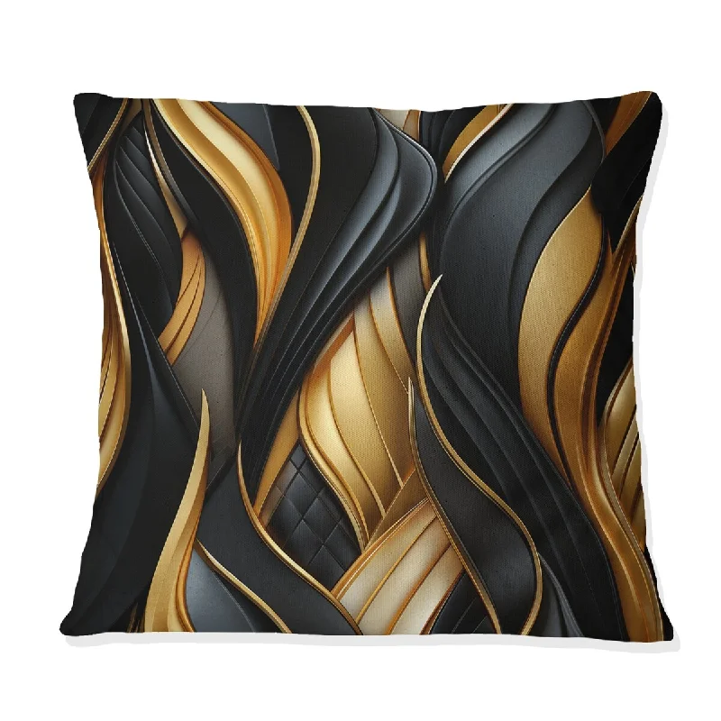 Designart "Opulent Black And Gold Glamour Pattern I" Marble Printed Throw Pillow