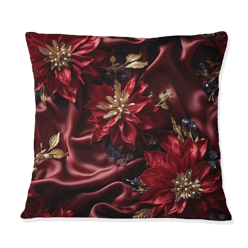 Designart "Opulent Majesty Deep Purple" Damask Printed Throw Pillow