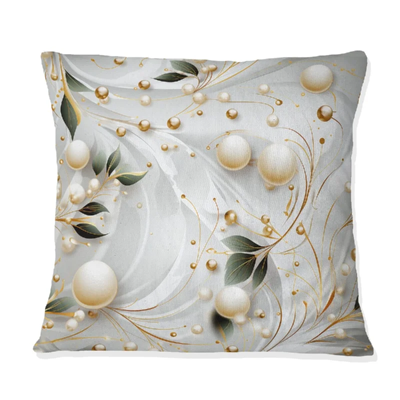 Designart "Opulent White Pearl Glamour II" Floral Printed Throw Pillow