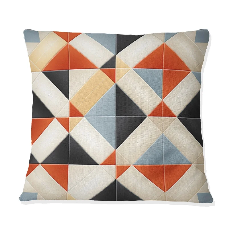 Designart "Orange And Beige Rustic Mosaic Pattern" Geometric Printed Throw Pillow