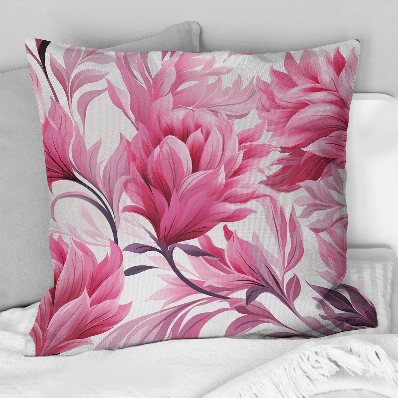 Designart "Pink Love Knot Ikat Infused Blooms" Floral Printed Throw Pillow