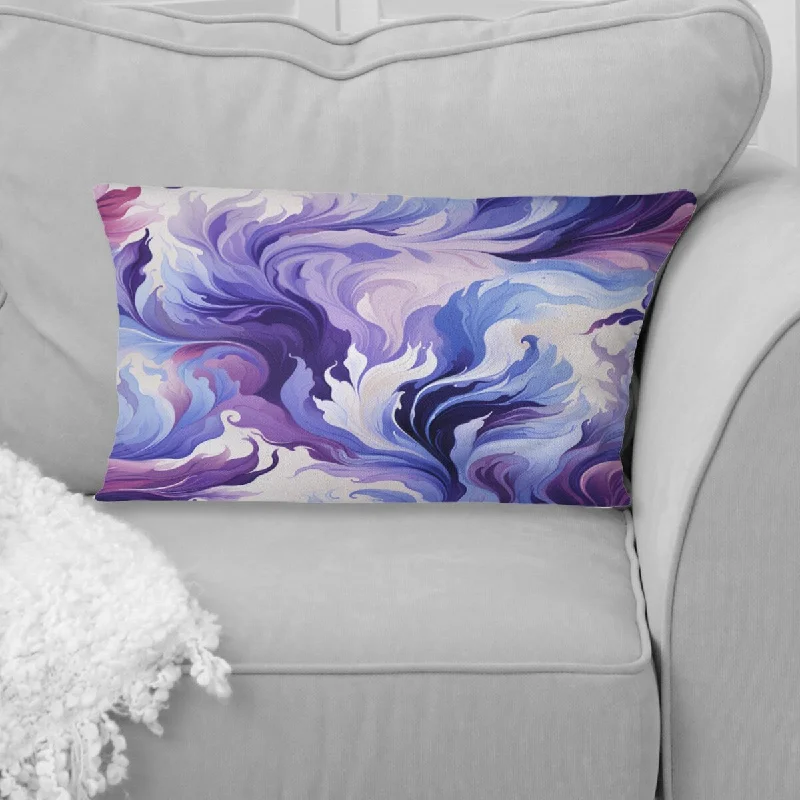 Designart "Purple And Blue Ikat Whimsy" Floral Printed Throw Pillow