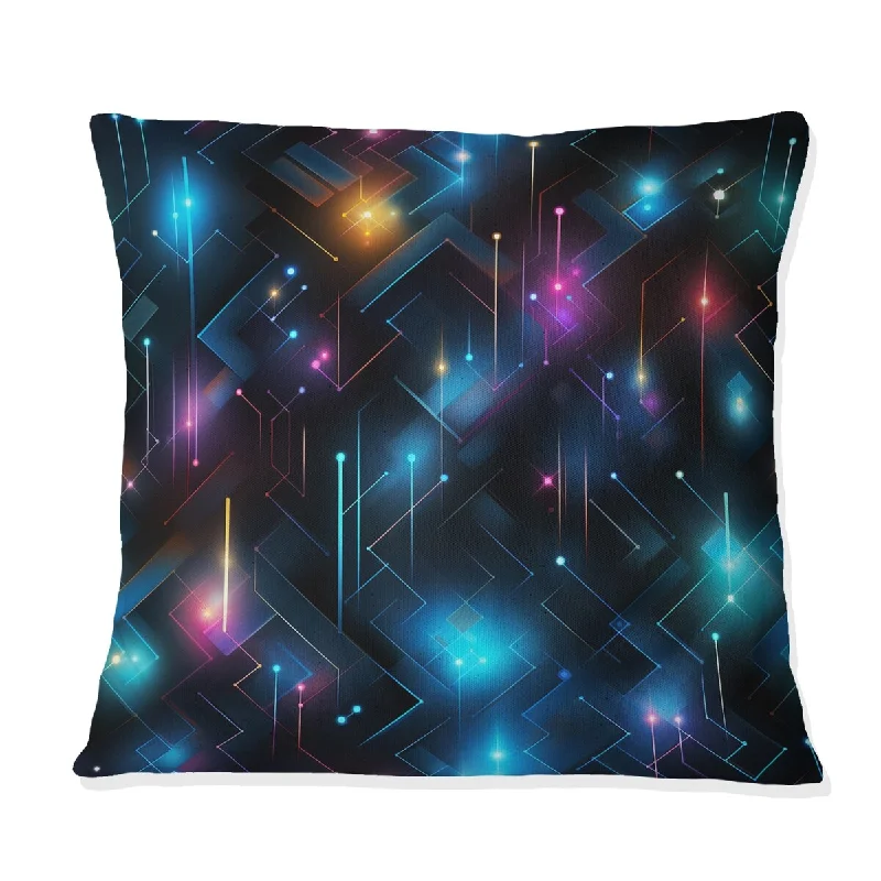 Designart "Purple And Blue Matrix Cubes II" Geometric Printed Throw Pillow