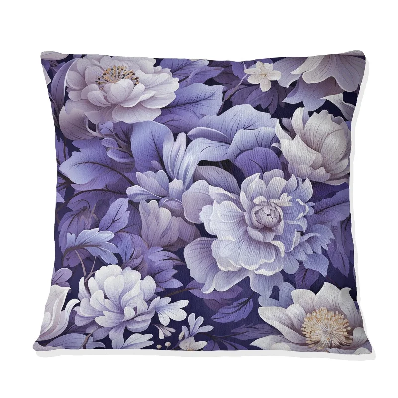 Designart "Purple Poppies Harmony II" Floral Printed Throw Pillow