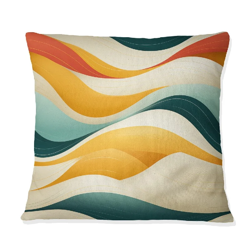 Designart "Retro Waves Lines I" Midcentury Printed Throw Pillow