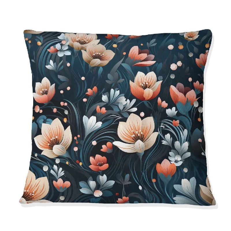 Designart "Romantic Peach Love Blossums Dreams" Floral Printed Throw Pillow