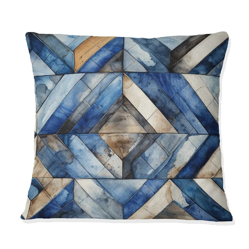 Designart "Rustic Cobalt Lattices Elegance I" Geometric Printed Throw Pillow