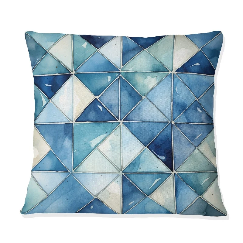 Designart "Rustic Cobalt Lattices Elegance II" Geometric Printed Throw Pillow