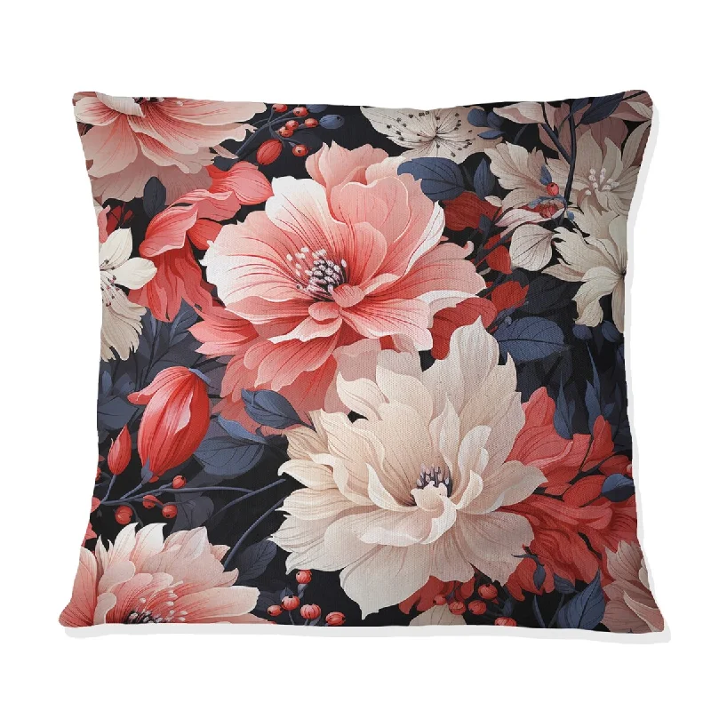 Designart "Rustic Enchanting Pink Floral Impression" Floral Printed Throw Pillow