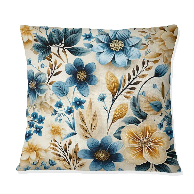 Designart "Sandy Beige Coastal Blue II" Plants Printed Throw Pillow