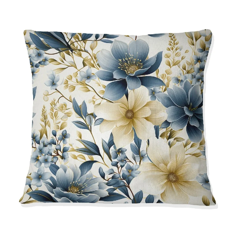 Designart "Sandy Beige Coastal Blue III" Plants Printed Throw Pillow