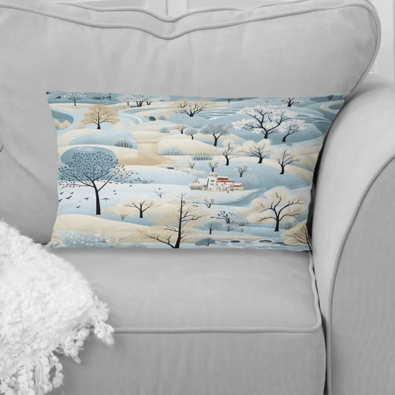 Designart "Scandinavian Winter Landscape I" Floral Printed Throw Pillow