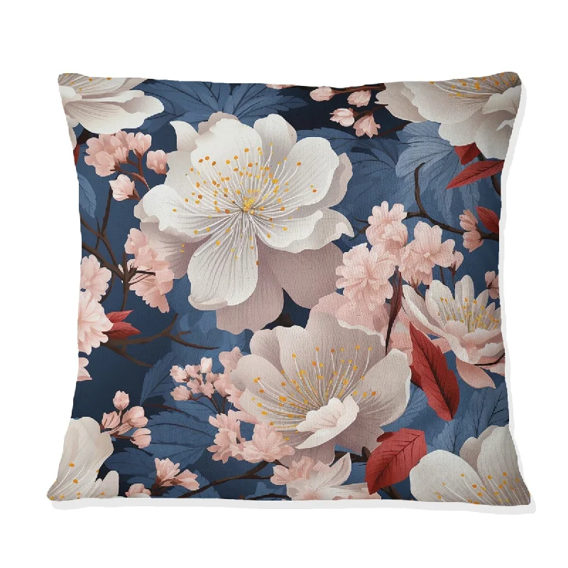 Designart "Serene Floral Pattern II" Floral Printed Throw Pillow