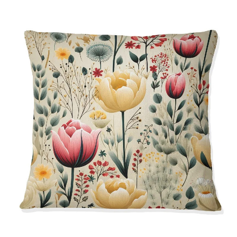 Designart "Simplicity In Scandinavian Flowers III" Plants Printed Throw Pillow