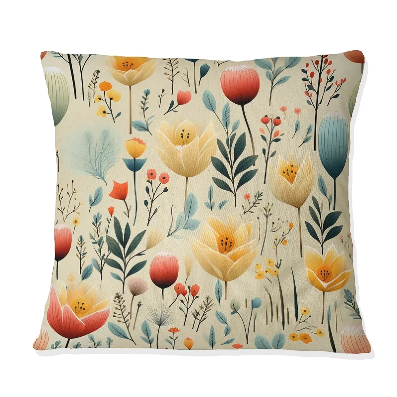 Designart "Simplicity In Scandinavian Flowers" Plants Printed Throw Pillow