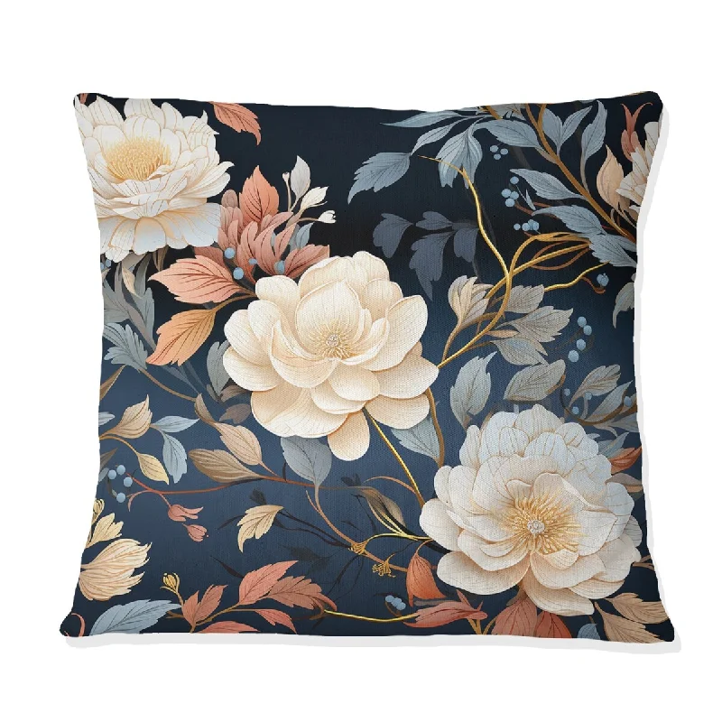 Designart "Subdued Moonlight Moody Patterns" Floral Printed Throw Pillow