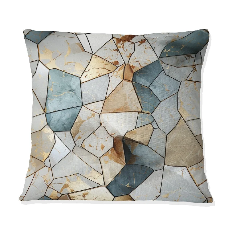 Designart "Teal And Grey Marble Harmony" Marble Printed Throw Pillow