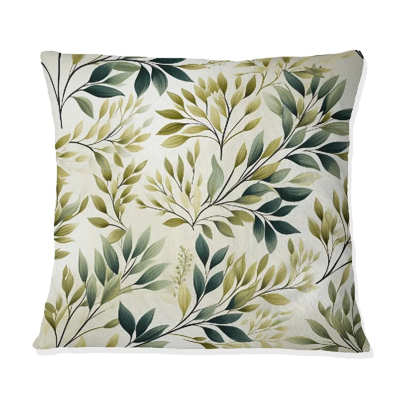 Designart "Tranquil Leaves IV" Plants Printed Throw Pillow