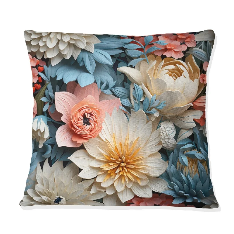 Designart "Vibrant Garden Dive Floral Pattern I" Floral Printed Throw Pillow