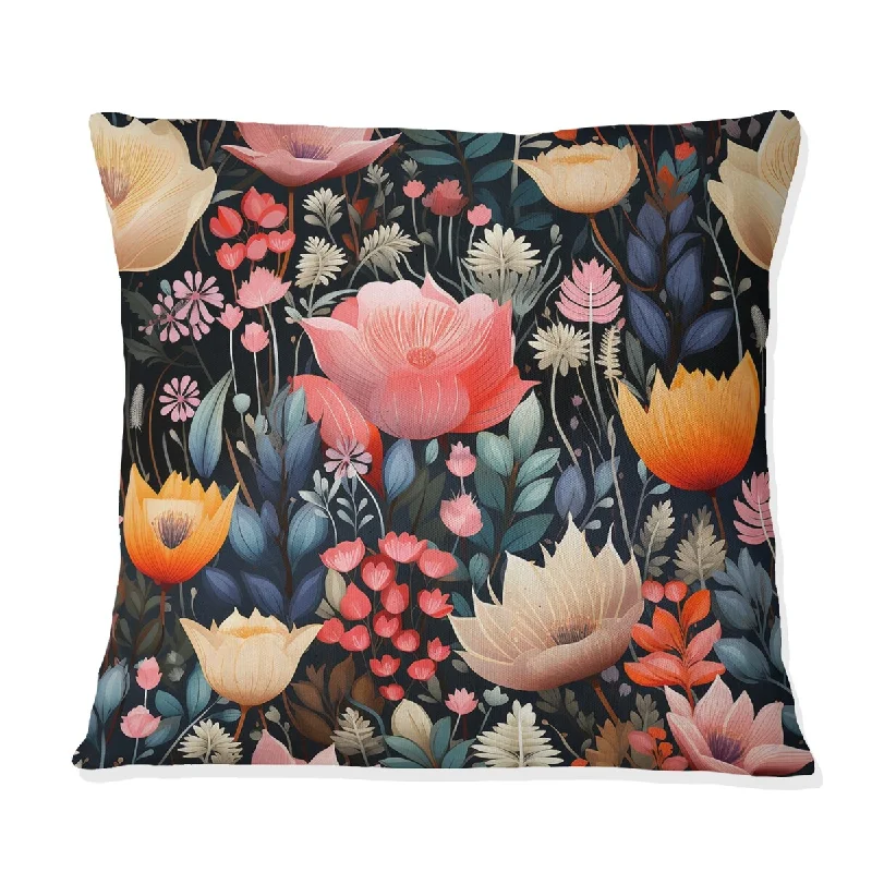 Designart "Whimsical Bohemian Bliss Floral Pattern X" Floral Printed Throw Pillow