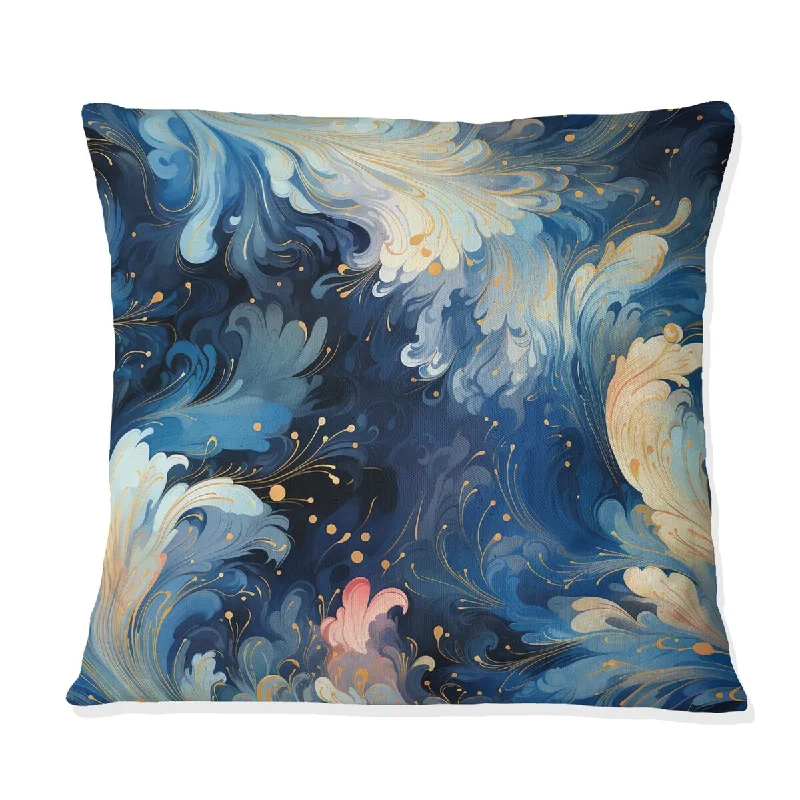 Designart "White And Blue Celestial Ikat Mirage " Abstract Printed Throw Pillow