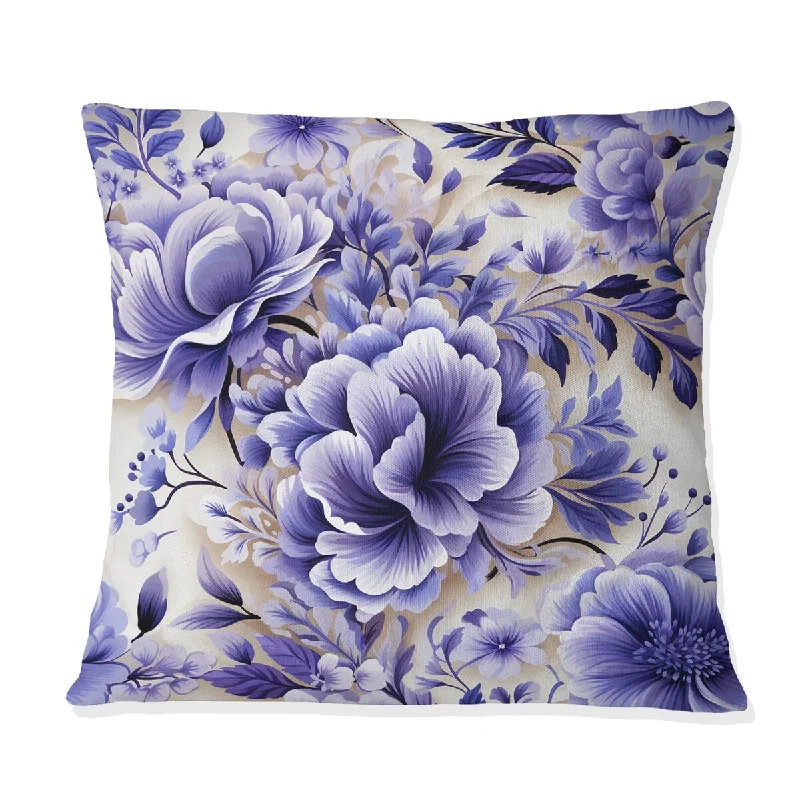 Designart "White And Purple Lavender Persian Paisleys I" Paisley Printed Throw Pillow