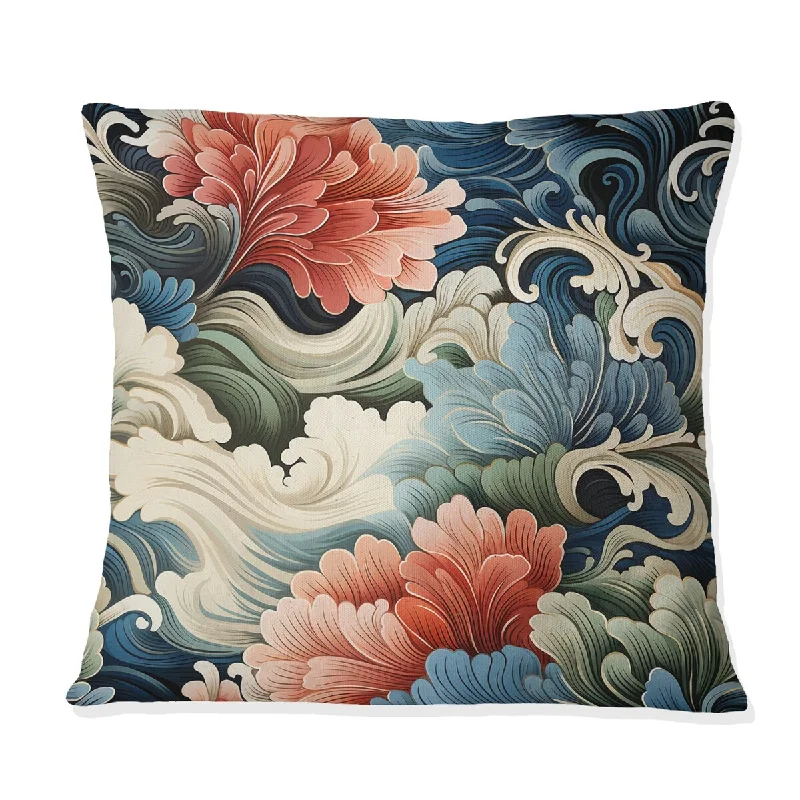 Designart "Woodblock Impressions II" Oriental Printed Throw Pillow