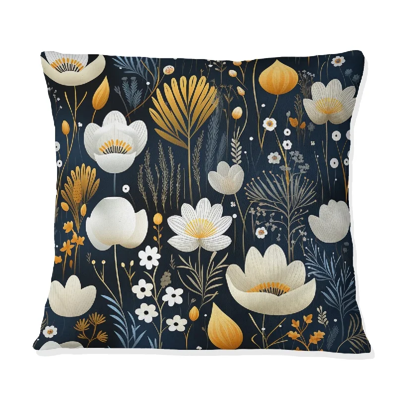 Designart "Yellow And White Blooms Oasis Garden I" Floral Printed Throw Pillow