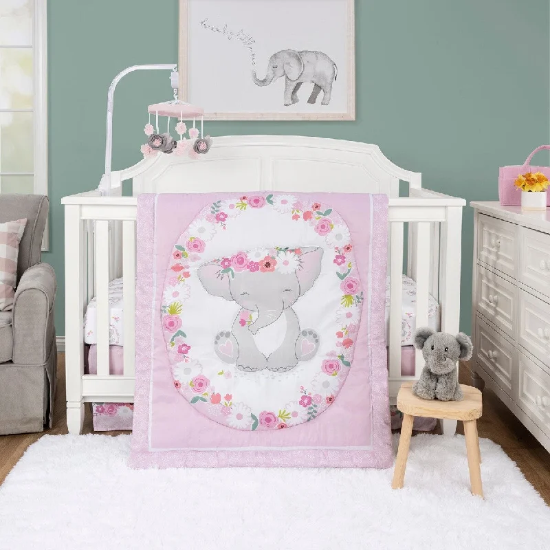 Elephant Garden 4 Piece Crib Bedding Set