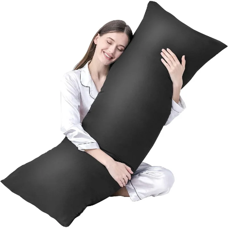 Full Body Pillow for Side Sleeper - Soft Long Bed Pillow for Adults - Black