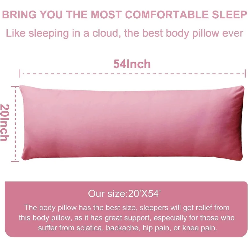 Full Body Pillow for Side Sleeper - Soft Long Bed Pillow for Adults - Pink