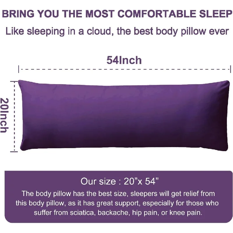 Full Body Pillow for Side Sleeper - Soft Long Bed Pillow for Adults - Purple