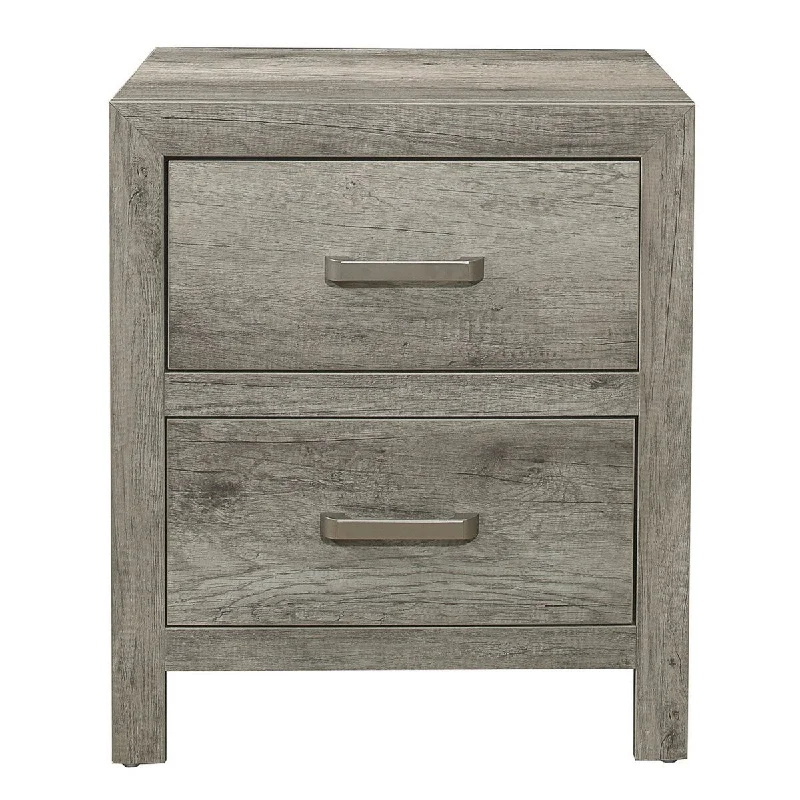 Lexicon Home Bedroom Nightstand, Gray with Satin Nickel Tone Bar Pulls