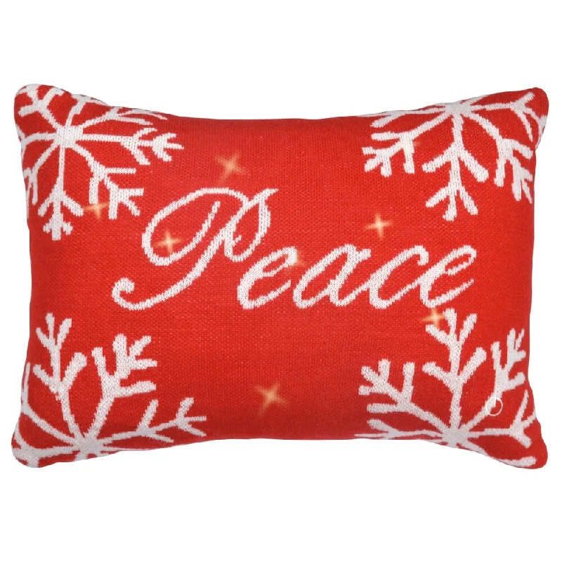 Lite Me Up Peace Joy Cat Dog LED Light up Holiday Christmas Pillow