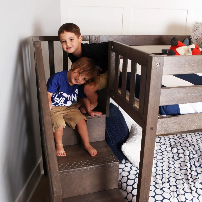 Max and Lily Twin over Twin Low Bunk Bed with Staircase