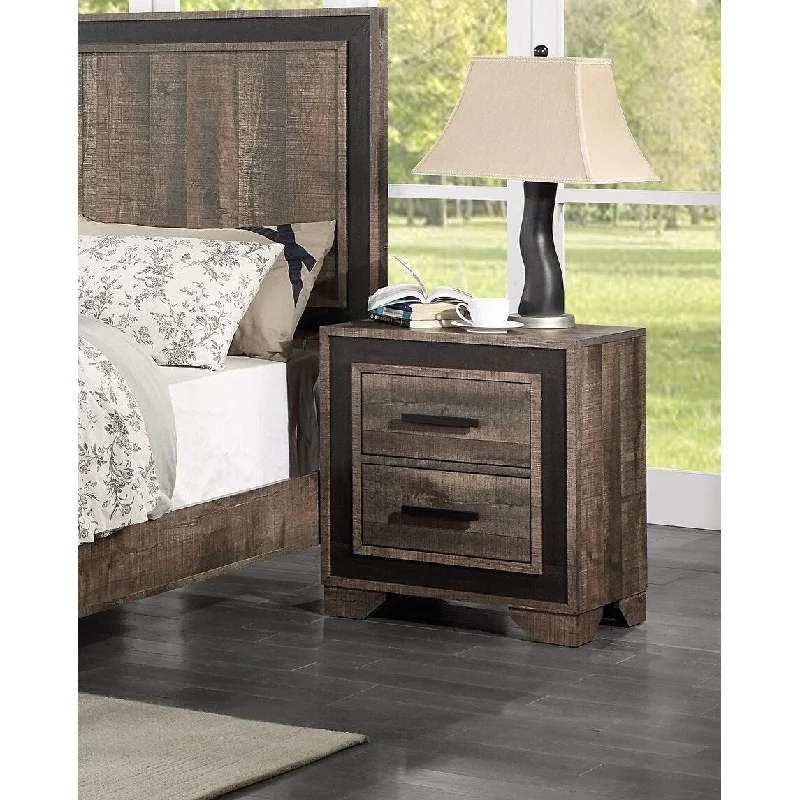 Nightstand Paper veneer Bedroom Furniture 2-Drawers Bedside Table