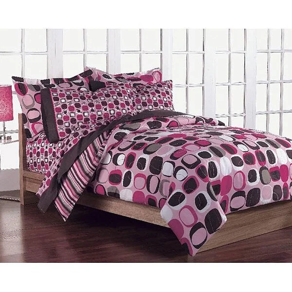 Opus Pink Twin-size 5-Piece Bed in a Bag with Sheet Set