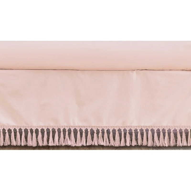 Pink Boho Bohemian Girl Crib Bed Skirt - Solid Blush Shabby Chic Princess Luxurious Luxury Elegant Vintage Designer Boutique