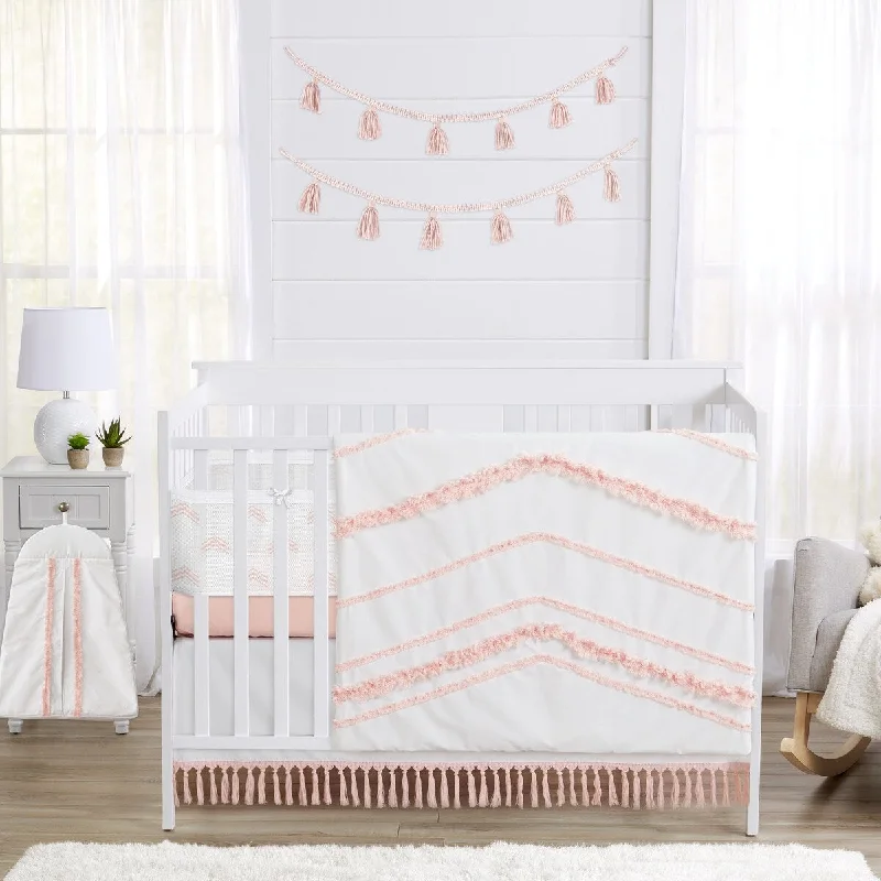 Sweet Jojo Designs 6p Crib Bedding + BreathableBaby Breathable Mesh Liner Boho Bohemian Girl Blush Pink Shabby Chic