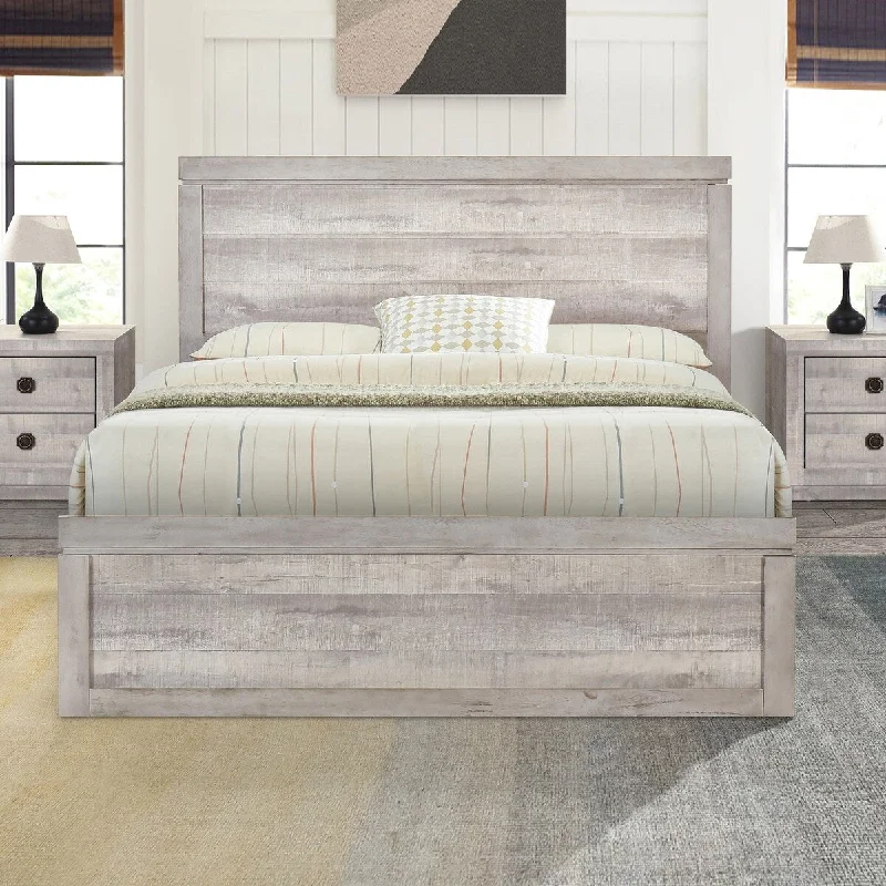 Rustic White-No Nightstands